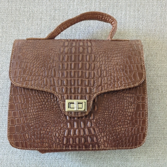 Source Unknown Handbags - Brown Leather Crocodile Pattern Handbag